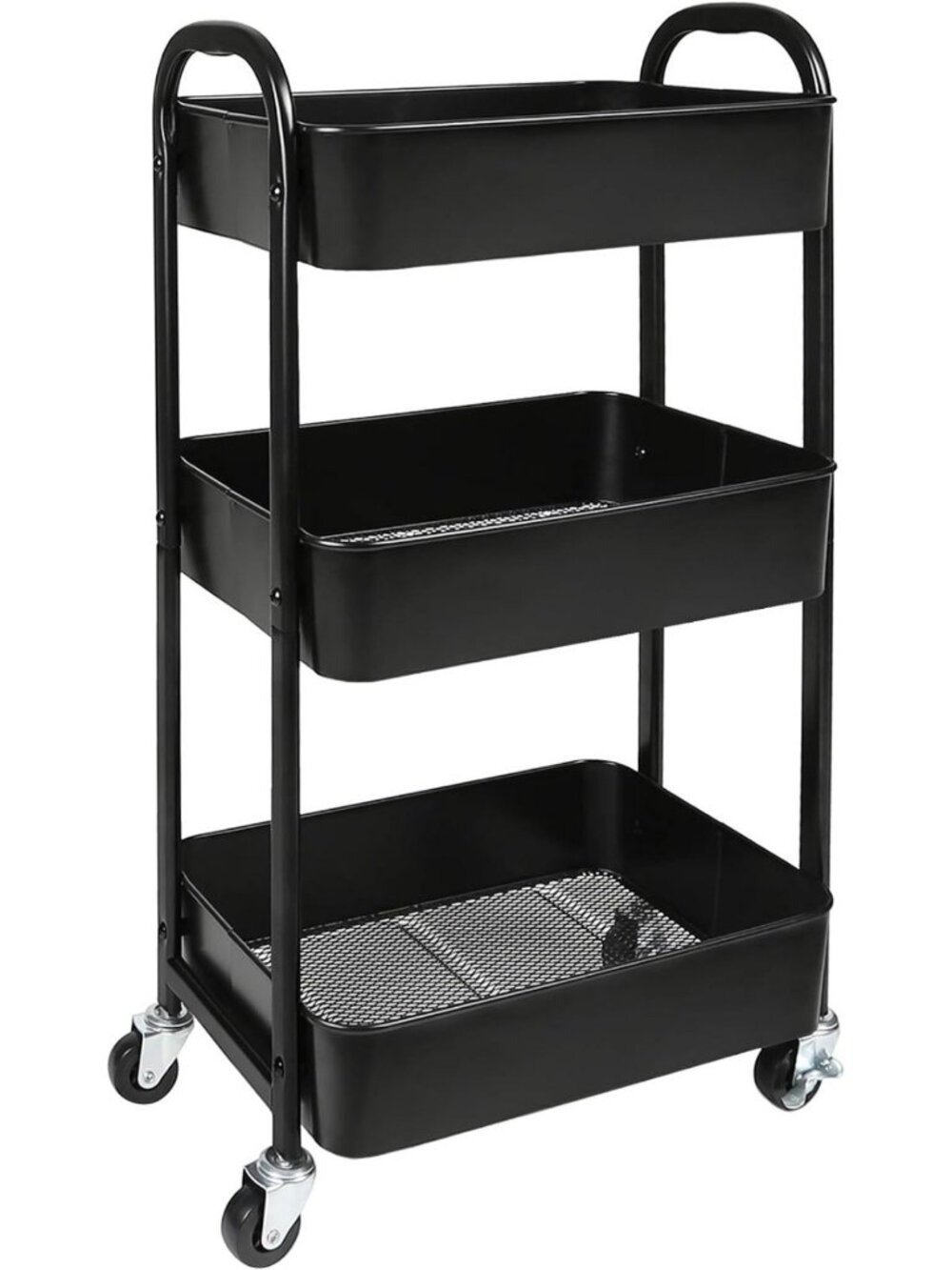 3-Tier Rolling Utility Cart with Wheels - Easy Assembly, Versatile Storage